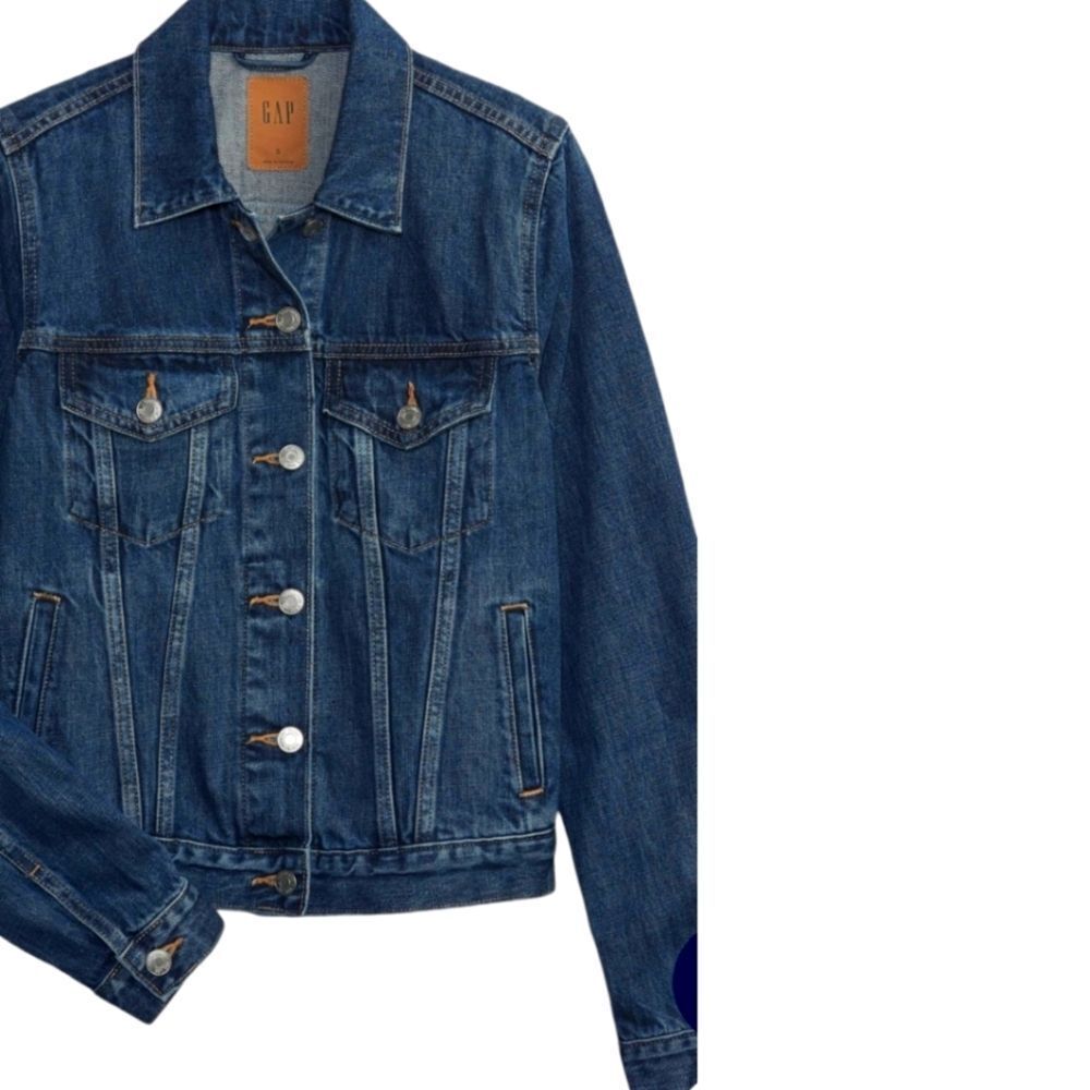 GAP size M dark blue denim jacket with two front pockets NWOT - Picture 7 of 14